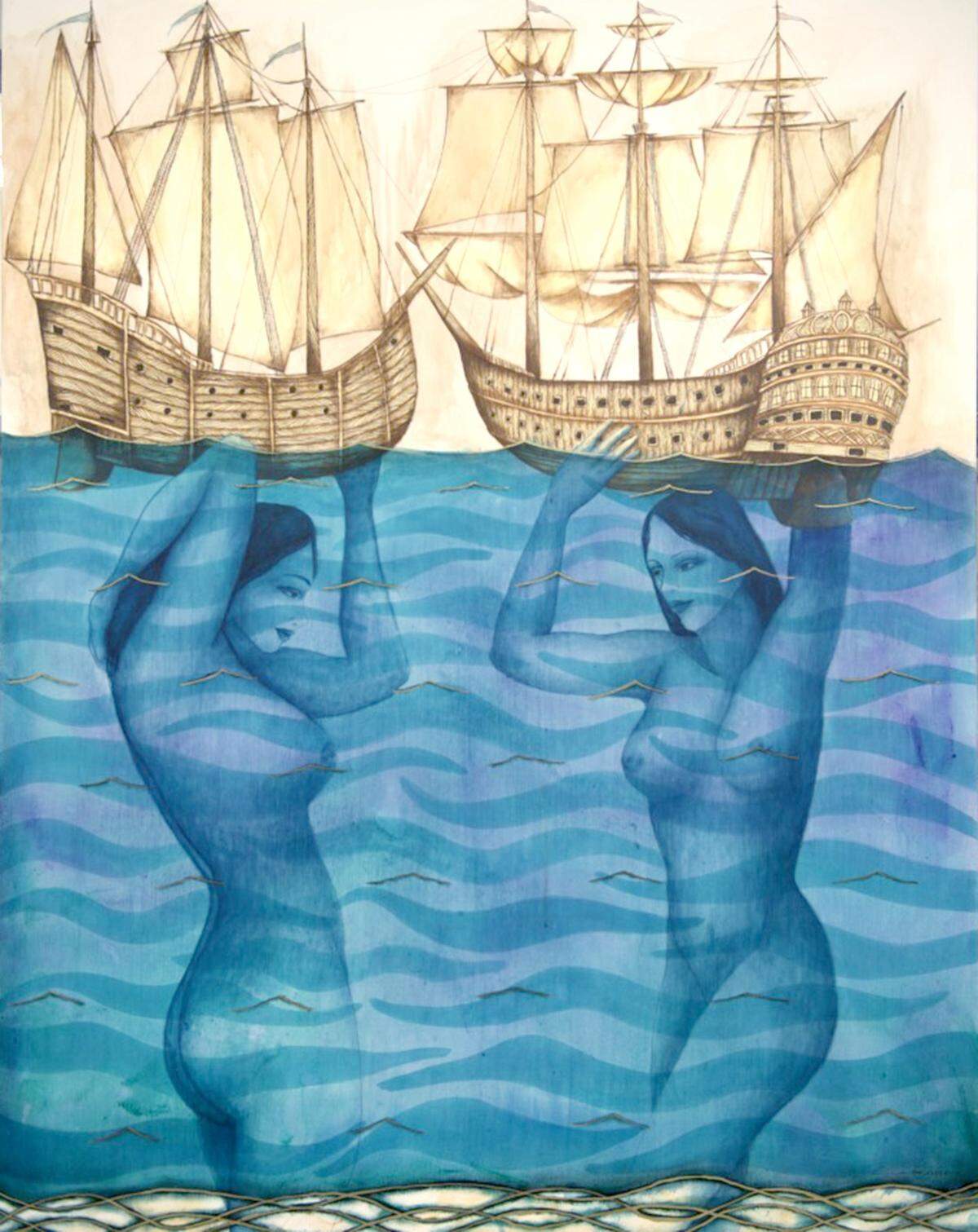 ‘La batalla’, 2019, acrílico sobre lienzo, 44 x 54, pulgadas.