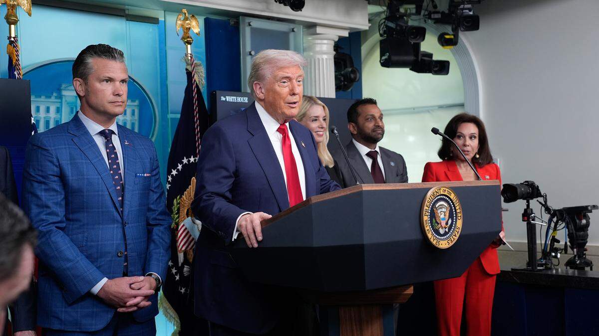 El presidente de Estados Unidos, Donald Trump, ofrece una conferencia de prensa en la Casa Blanca en Washington, EEUU, el 11 de agosto de 2025.
