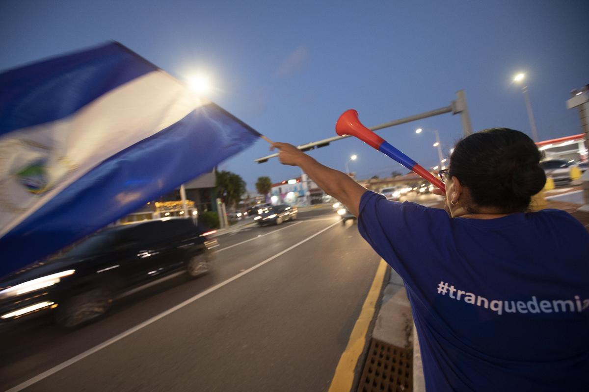 Eneyda Torres participates on a protest against the Ortega regime at 17th. ave and W Flagler, Miami on Friday March 15th., 2019.