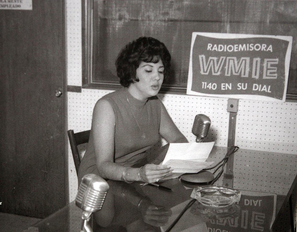 Martha Flores in 1965 at the WMIE studio.