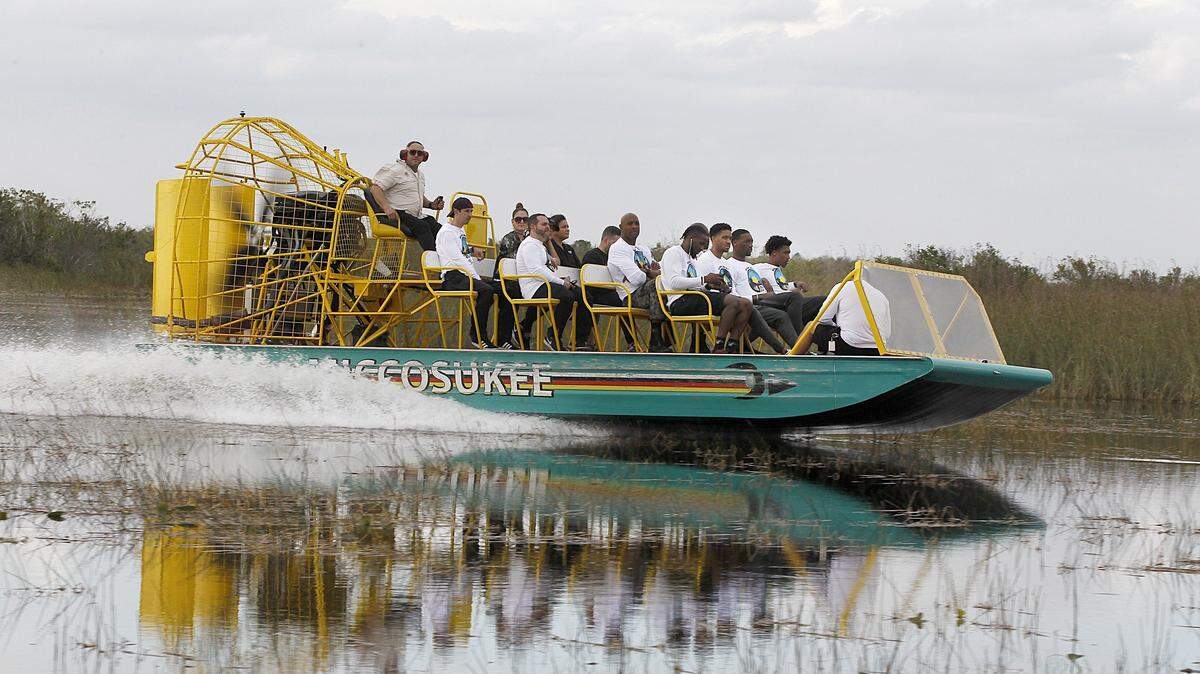 Puede recorrer los Everglades en un vehículo aerodeslizador.