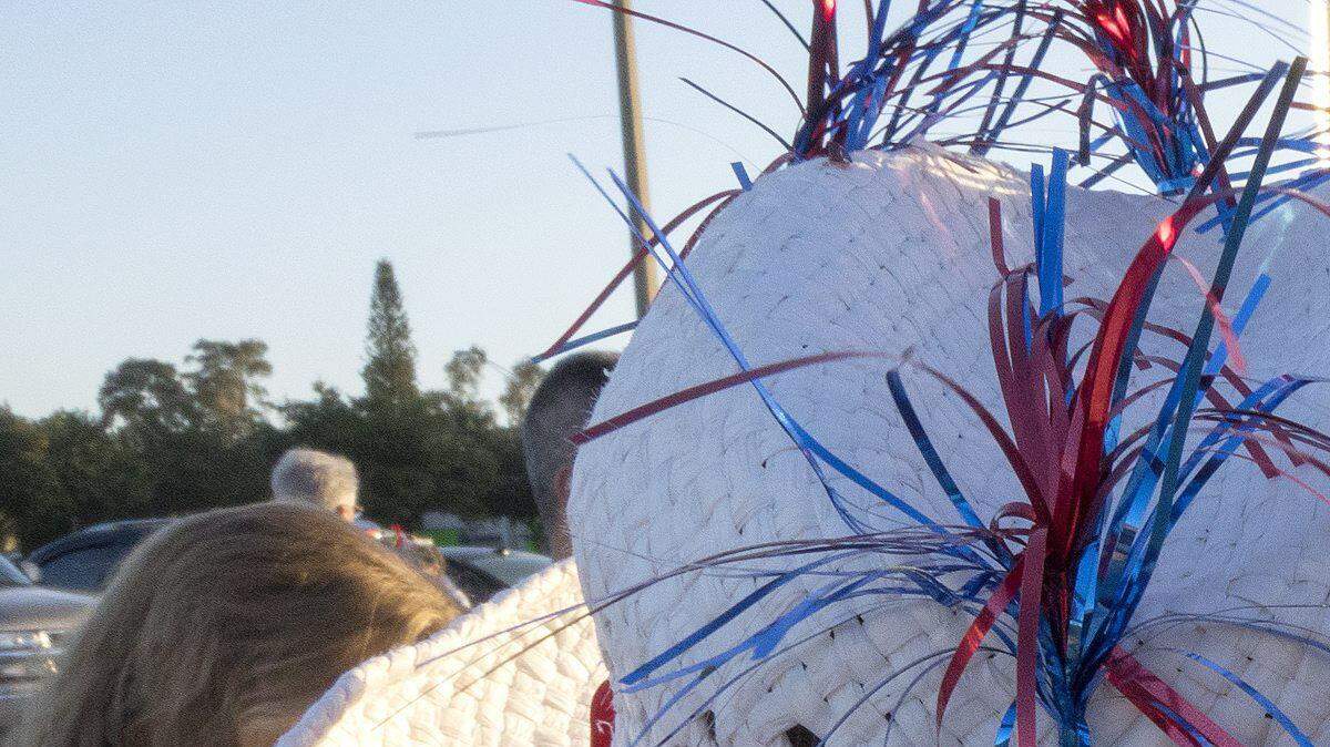 Un partidiario del candidato republicano Donald Trump con un sombrero, mostrando sus colores, en el Robarts Arena en Sarasota, Florida, EE.UU. 28 de noviembre de 2015.