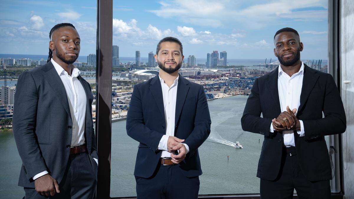 From left to right: Emmanuel Udotong. Uis Carchi and Isaiah Udotong, founders of the Miami-based platform Shield.