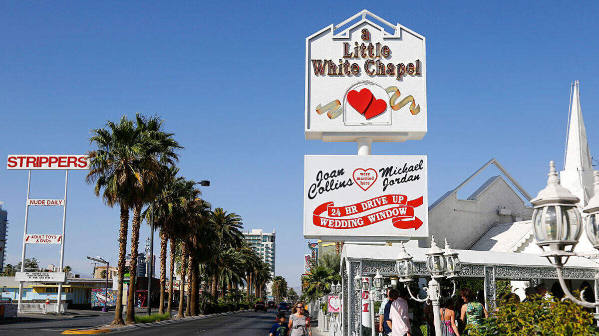 Vista de famosas capillas para bodas exprés en Las Vegas.