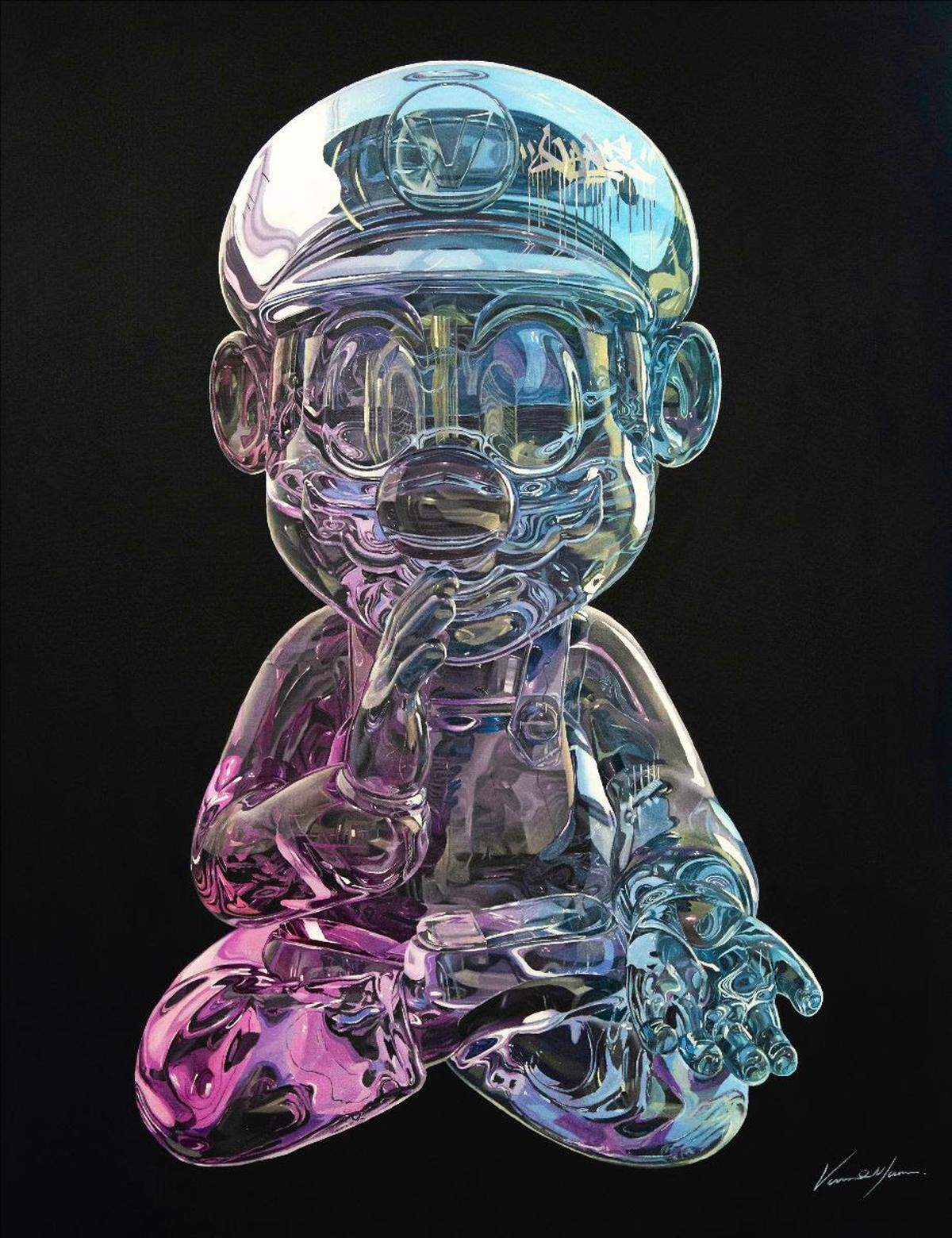 “No sentient beings”, 2022, Vince. 47.2 × 36.6 pulgadas. Museum of Graffiti, en Wynwood, Miami.