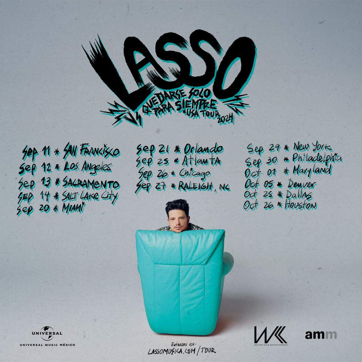  LASSO ANUNCIA SU GIRA DEBUT POR ESTADOS UNIDOS “QUEDARSE SOLO PARA SIEMPRE”