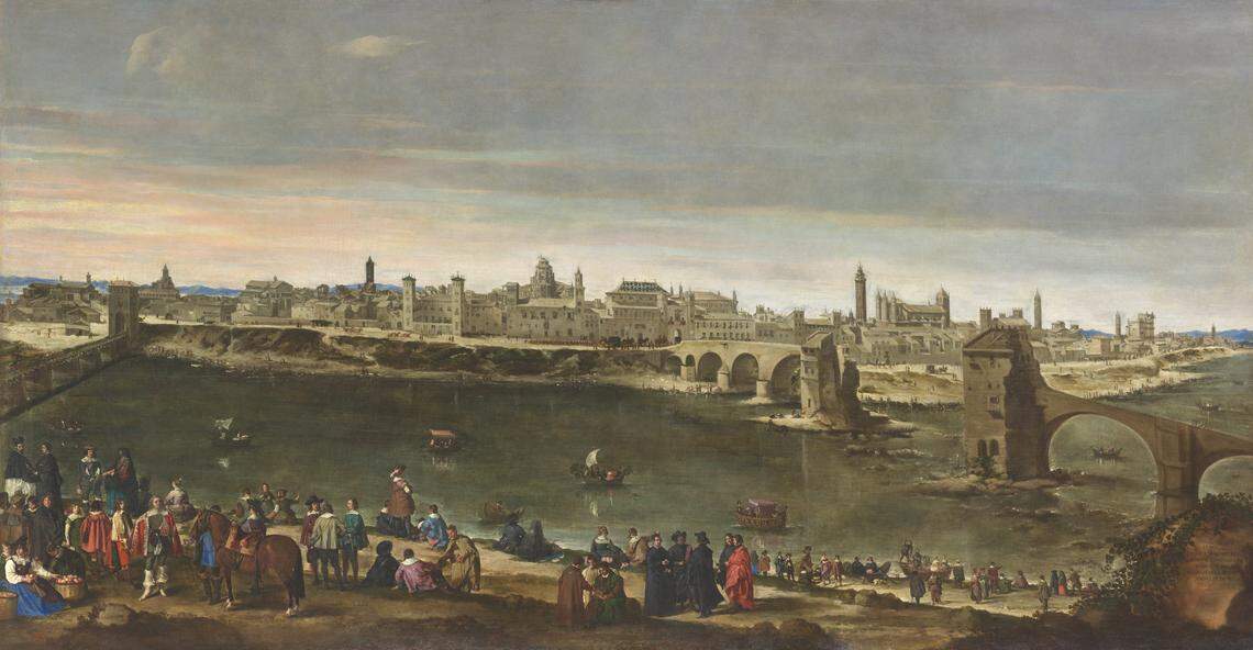 Vista de Zaragoza Juan Bautista Martínez del Mazo 1647. Óleo sobre lienzo Madrid, Museo Nacional del Prado “Itinerario: La ingeniería en el Prado. Un puente entre el arte y la ciencia”.