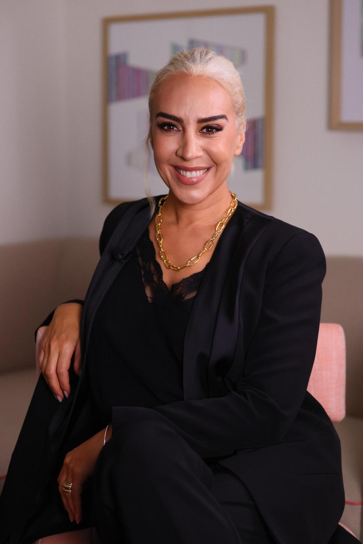 Spanish singer Monica Naranjo is photographed during an interview at the InterContinental Hotel in downtown Miami, Tuesday, October 22, 2024.