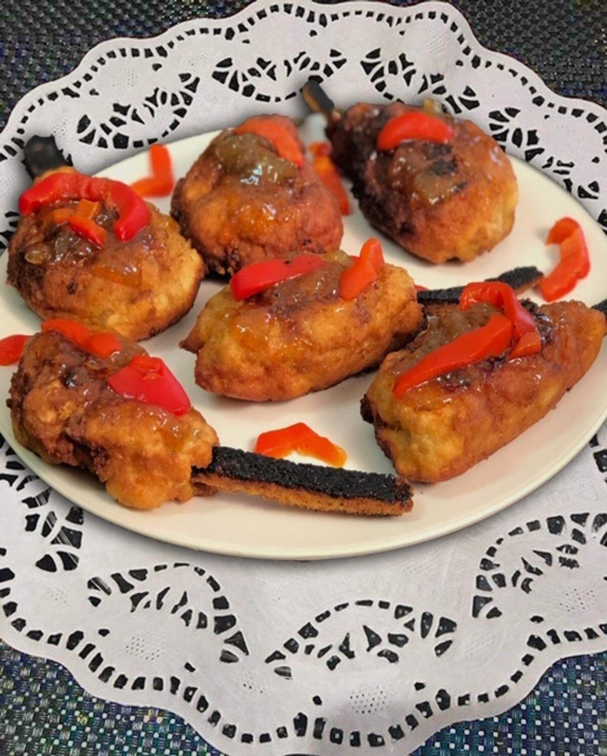 Dulce de pan disfrazado de chuletas.