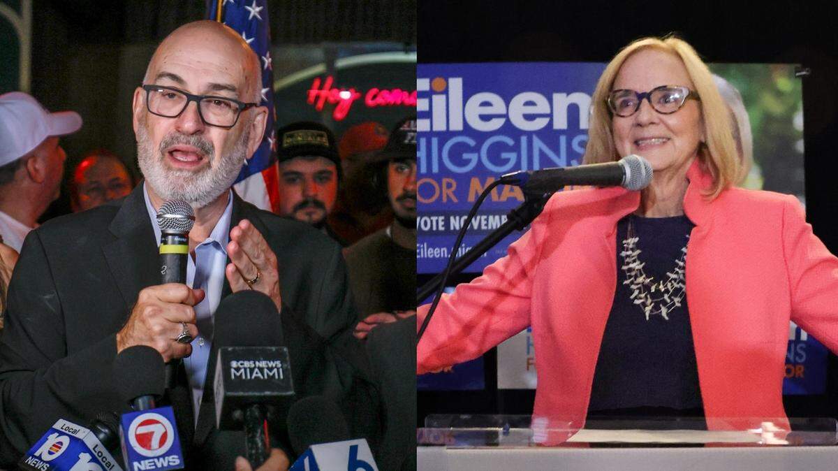 Los candidatos a la alcaldía de Miami Emilio González y Eileen Higgins se enfrentarán en la segunda vuelta el 9 de diciembre.