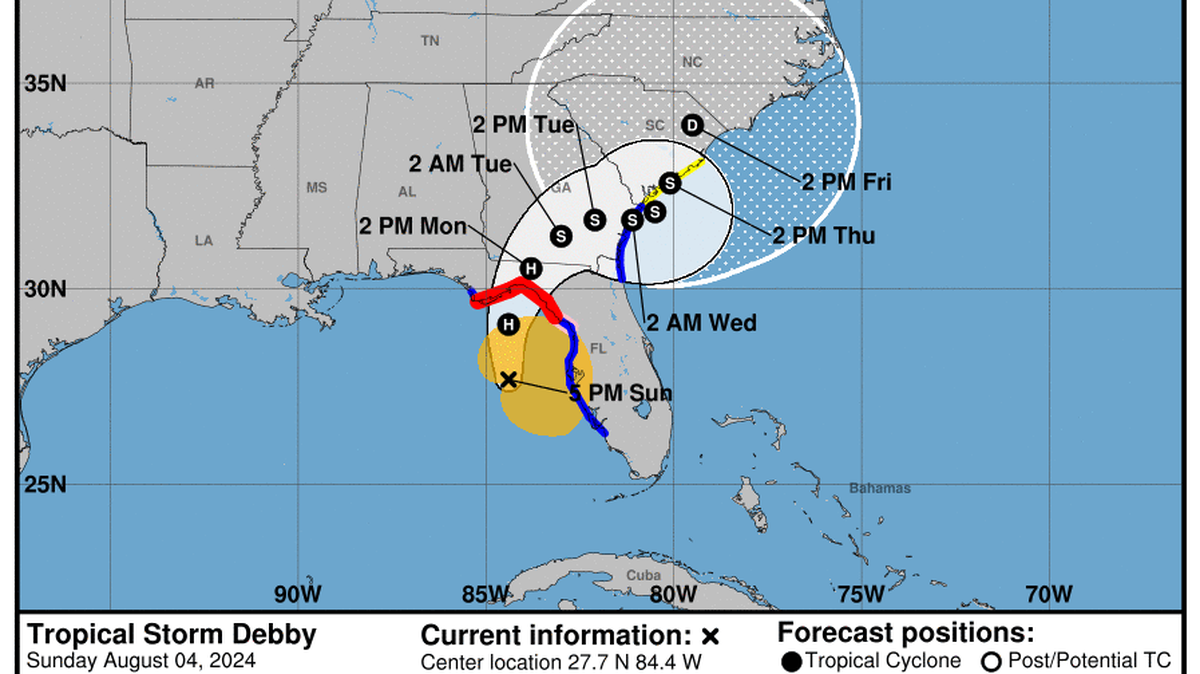 Ron DeSantis, gobernador de la Florida, dijo que la trayectoria de Debby es muy similar al huracán Idalia que desató su furia en el Big Bend en agosto de 2023.