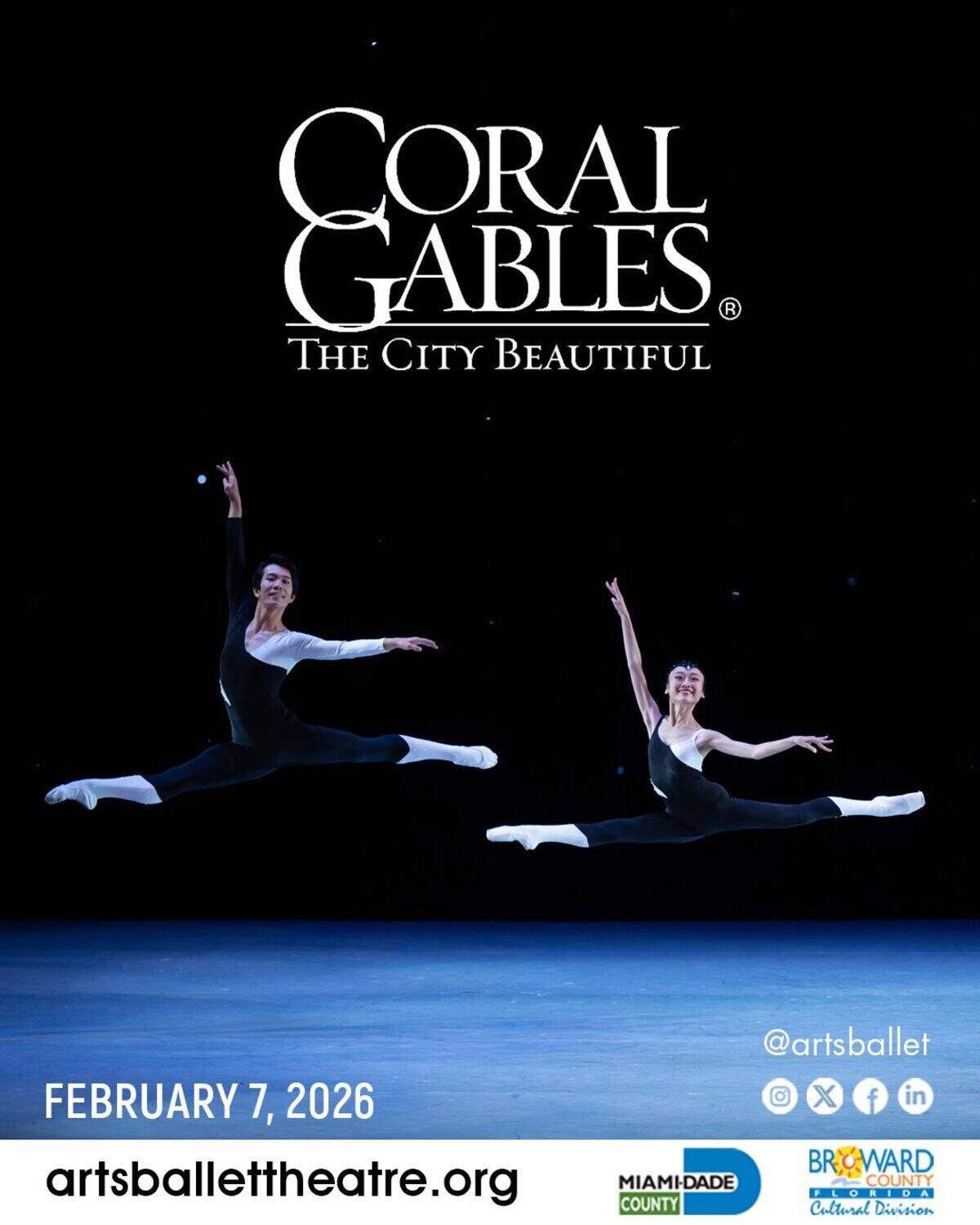 Cartel promocional del programa “Arts Ballet in Coral Gables”.