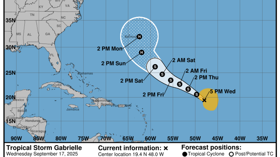 La tormenta Gabrielle se fortalece en el Atlántico