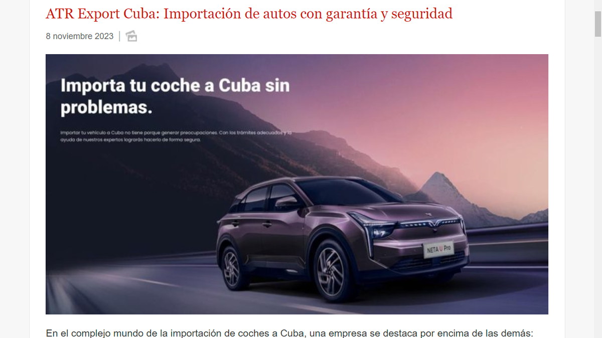 Publirreportaje en el medio estatal Cubadebate.