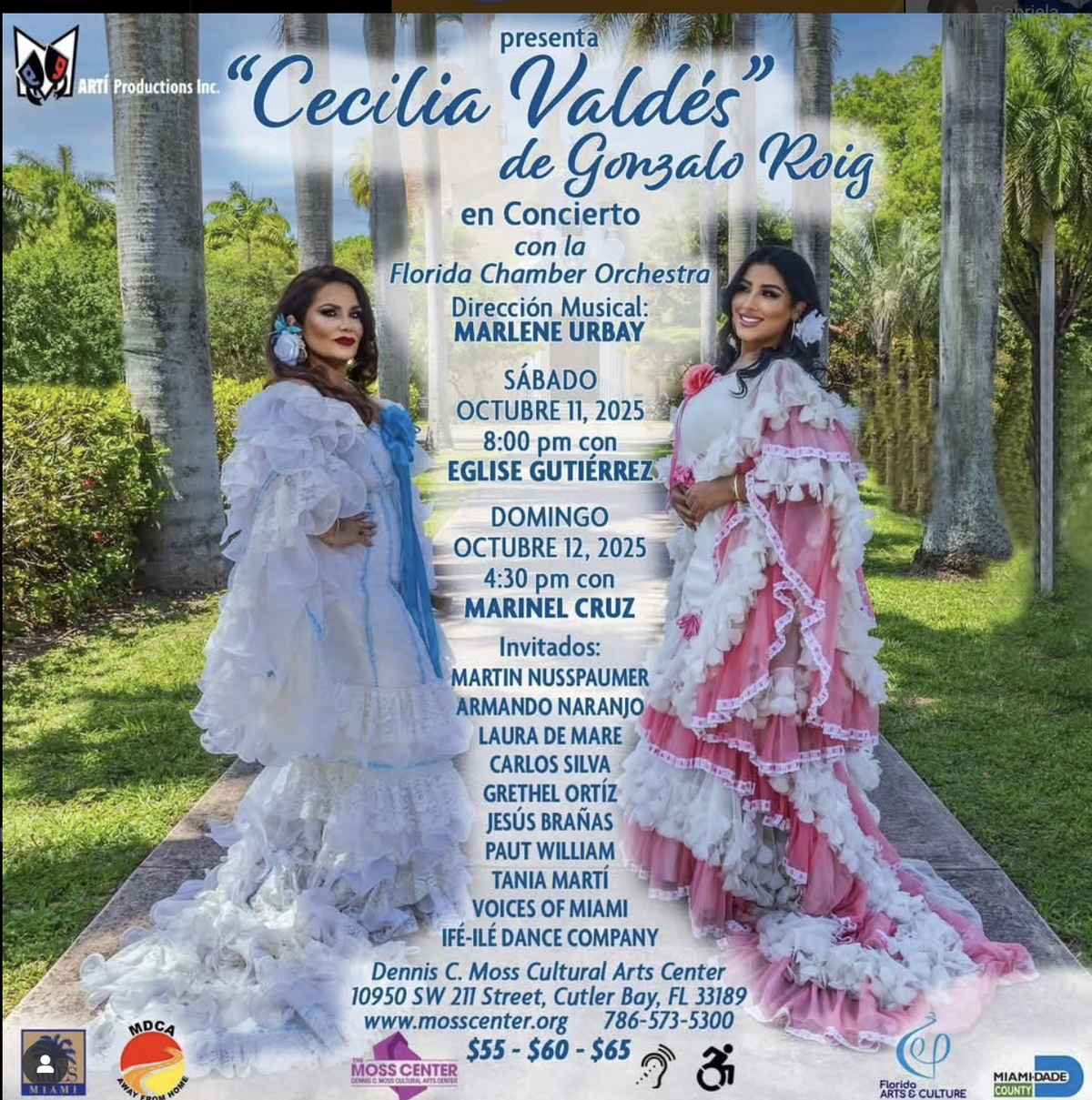 “Cecilia Valdés” en concierto presentada por el American Museum of the Cuban Diaspora, en el Dennis C. Moss Cultural Arts Center.