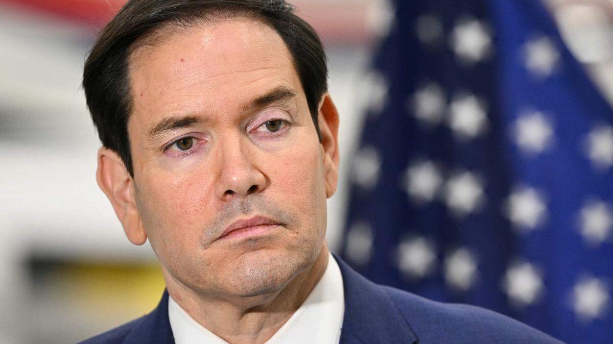 US Secretary of State Marco Rubio speaks to traveling journalists at the John C. Munro Hamilton International Airport in Hamilton, Ontario, on November 12, 2025 after the G7 foreign ministers meeting. (Photo by Mandel NGAN / POOL / AFP) (Photo by MANDEL NGAN/POOL/AFP via Getty Images)