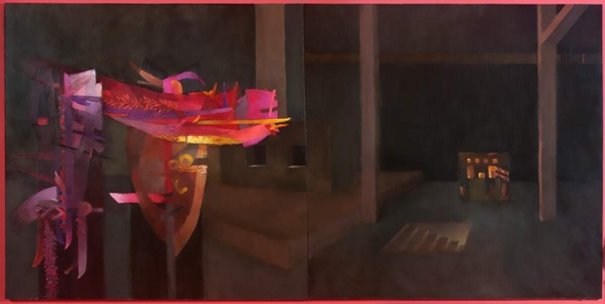 ‘La Casa de Venus’ (Diptico), 2011, de Fernando De Szyszlo, acrílico sobre lienzo, 78.74 x 157 pulgadas. Orrantia.