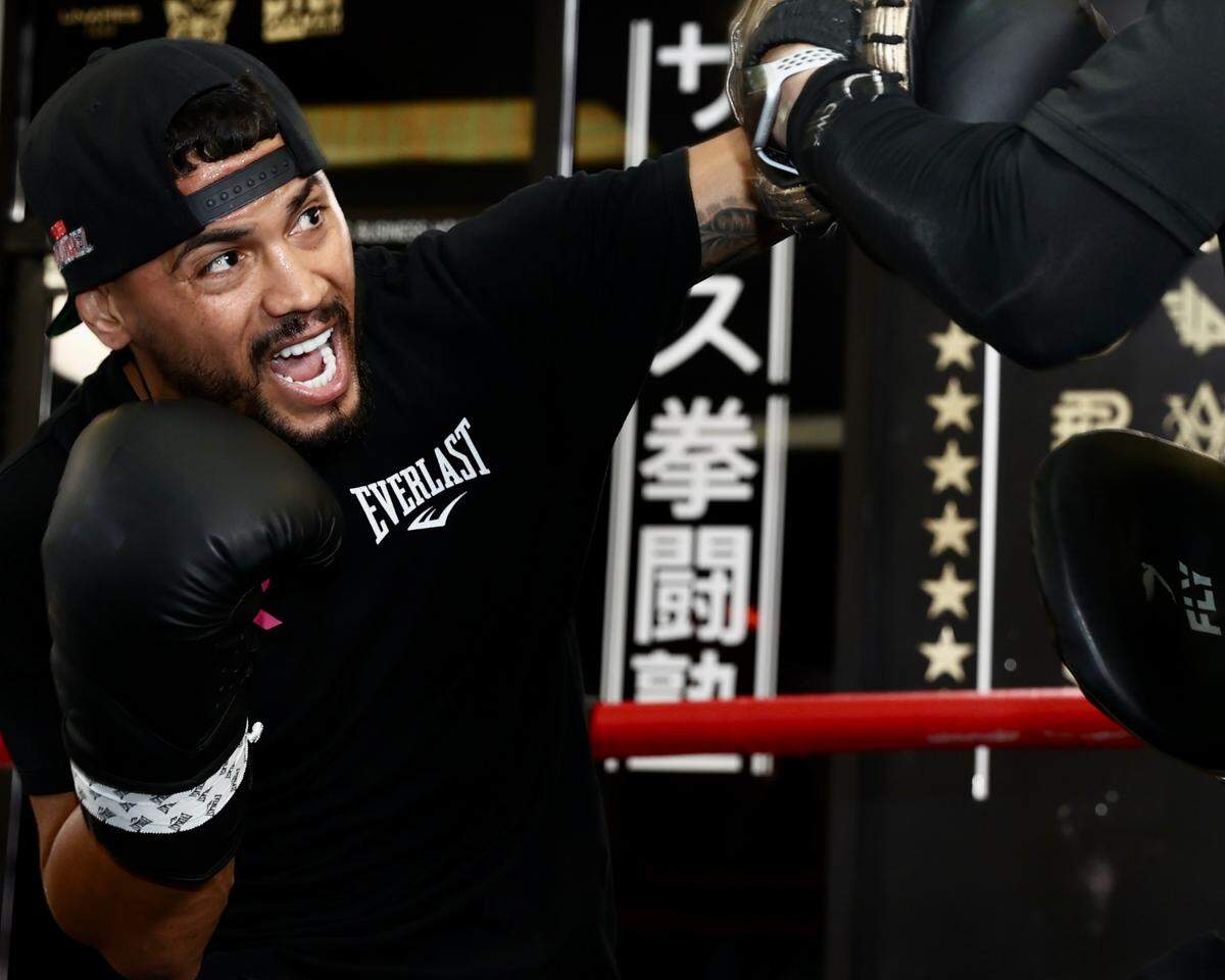El cubano Robeisy Ramírez durante una de sus prácticas en Las Vegas. .