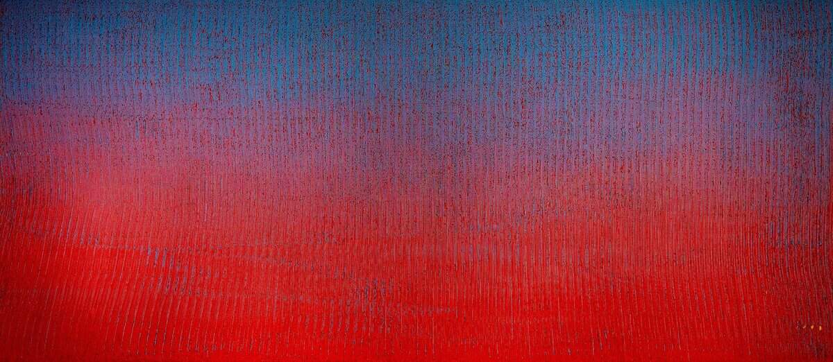 ‘OBSDV’, 2020–21, pintura látex sobre panel, 70 x 155 pulgadas.
