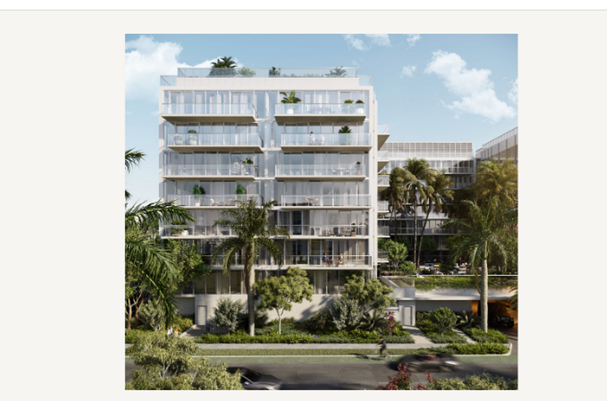 Renderización de The Well, cuyo eslogan es ‘La salud tiene una nueva dirección’ en Bay Harbor Islands.