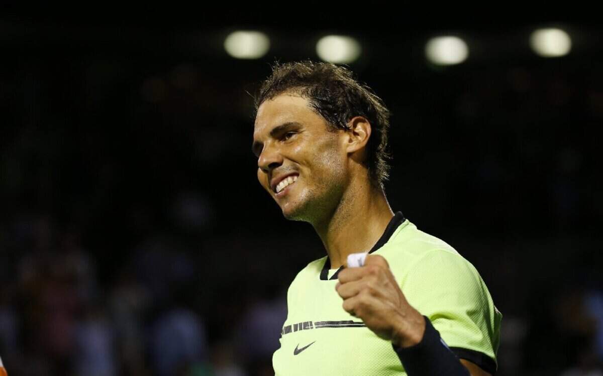 Rafael Nadal muestra sus emociones tras superar a Jack Sock en el Miami Open, en partido celebrado el 29 de marzo del 2017 en Crandon Park, en Key Biscayne.