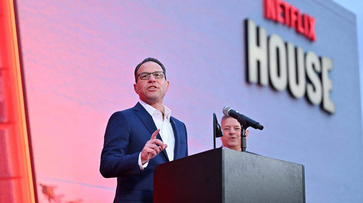 PHILADELPHIA, PENNSYLVANIA - NOVEMBER 10: Pennsylvania Governor Josh Shapiro speaks at the Netflix House Philadelphia Grand Opening Event at Netflix House King of Prussia on November 10, 2025 in Philadelphia, Pennsylvania. (Photo by Roy Rochlin/Getty Images for Netflix)