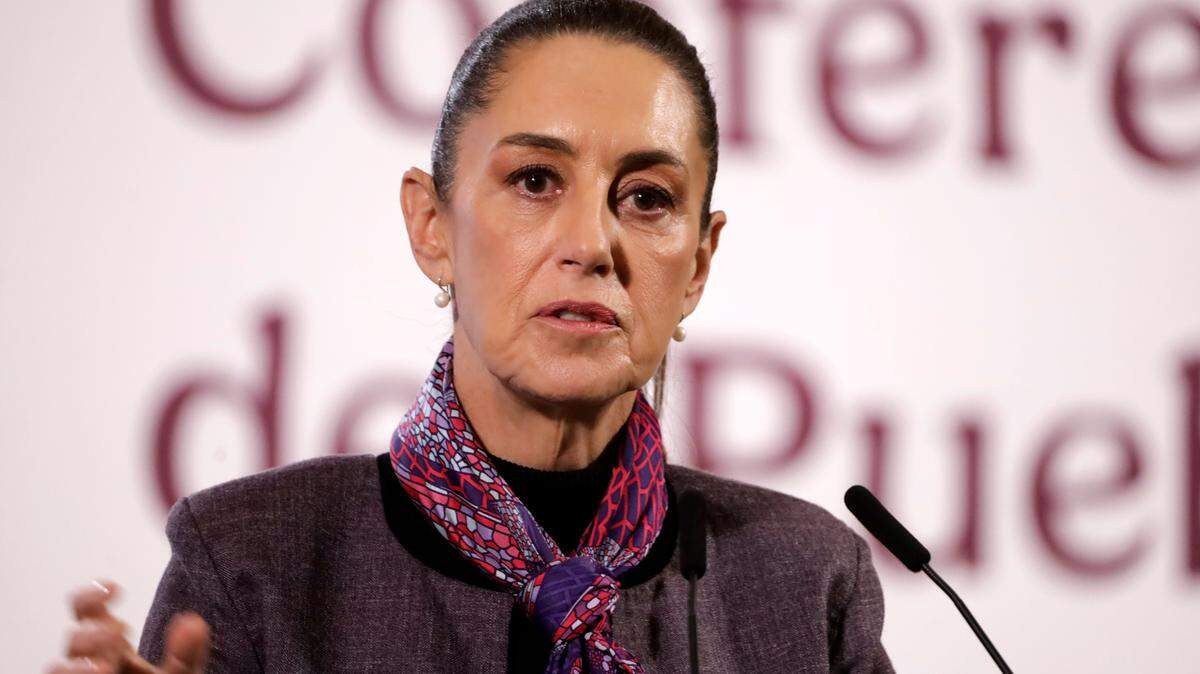Claudia Sheinbaum Pardo, presidenta de México, durante una conferencia de prensa en el Palacio Nacional, el 7 de enero de 2025, en la Ciudad de México, México.