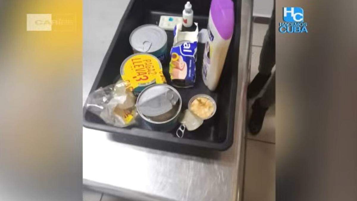 En el programa de televisión estatal “Hacemos Cuba” mostraron latas de alimento y otros envases donde supuestamente se detectaron drogas.