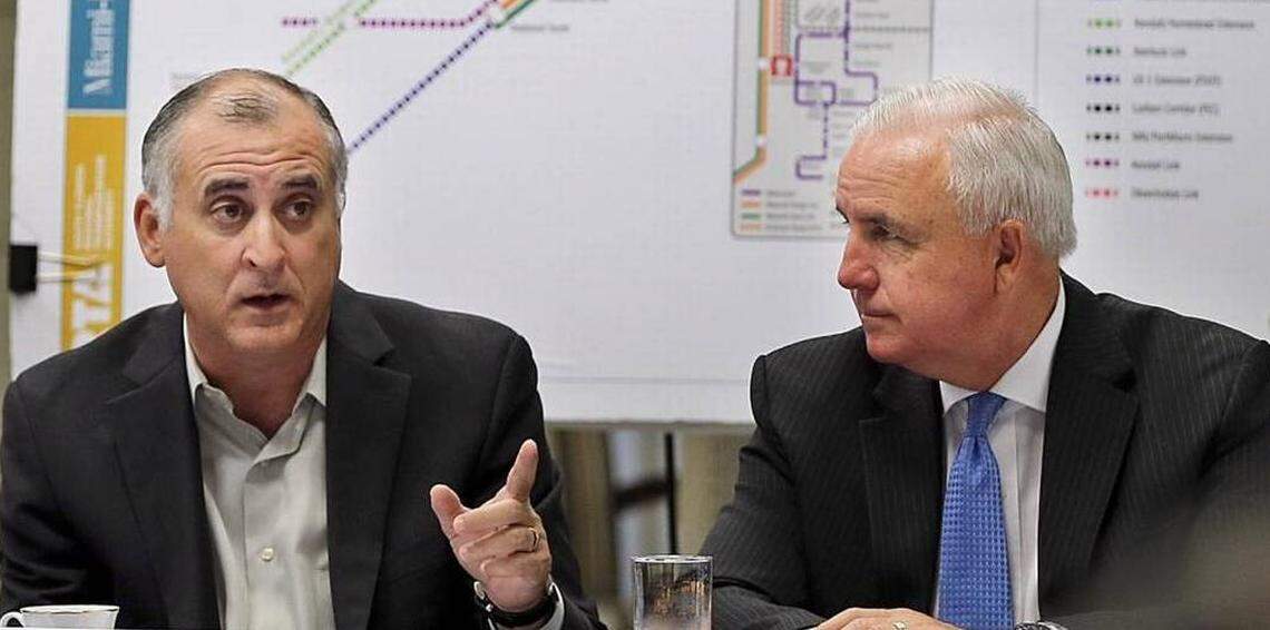 Esteban “Steve” Bovo, left, a Miami-Dade commissioner, is preparing a run for county mayor in 2020 to succeed incumbent Carlos Gimenez, right, who must leave office after finishing his second term.