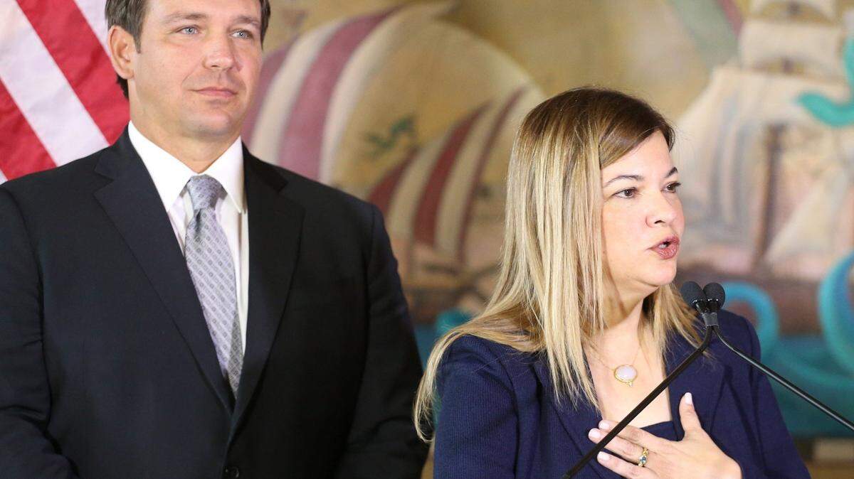 Judge Barbara Lagoa on Jan. 9, 2019, in Miami, after being appointed to the Florida Supreme Court by Gov. Ron DeSantis. The governor’s team argued in court he shouldn’t have to turn over documents that reveal whom he consulted when making judicial appointments.