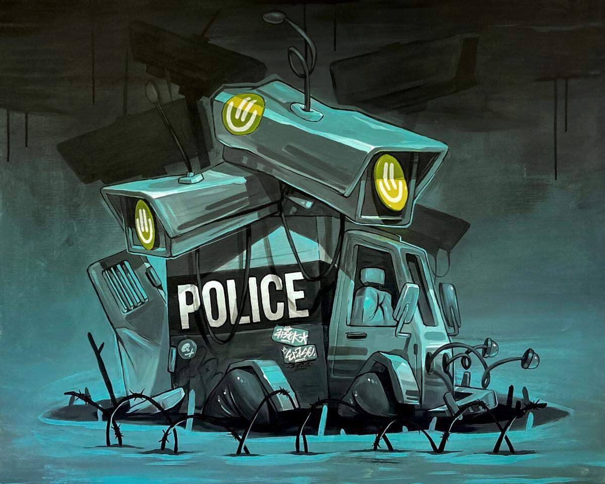‘Smile You Are on Camera’ del artista Arsek & Erase de Bulgaria en la exhibición “Pantheon”, que está hasta finales de mes, en la Galería Wyn 317.