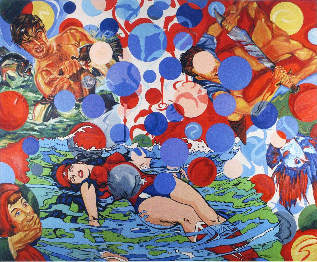 ‘El naufragio de Wonderland’, 2007, de Ciro Quintana, óleo sobre lino, 71 x 88 pulgadas.