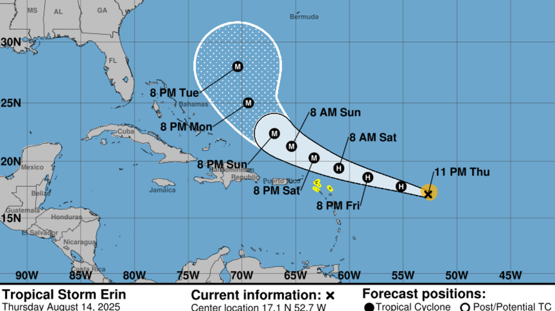 El Caribe está en alerta por Erin que se convertirá en un peligroso huracán