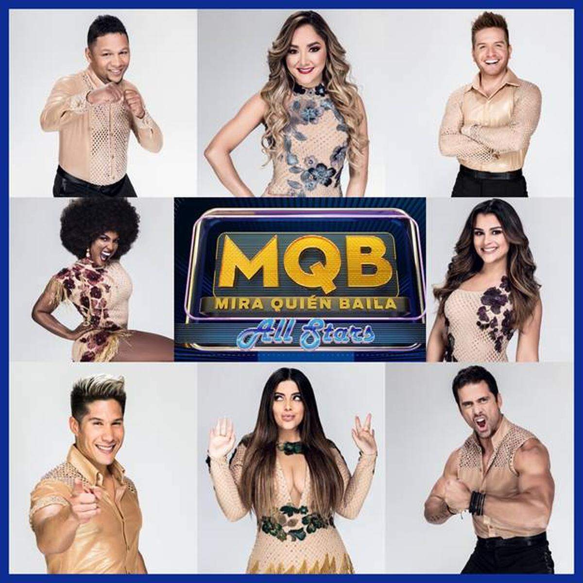 Concursantes de ‘Mira Quien Baila’’ (Desde la izq. superior): Iván Calderón, Sherlyn, El Dasa, Clarissa Molina, Pedro Moreno, Denise Bidot, Chyno Miranda y Amara La Negra.