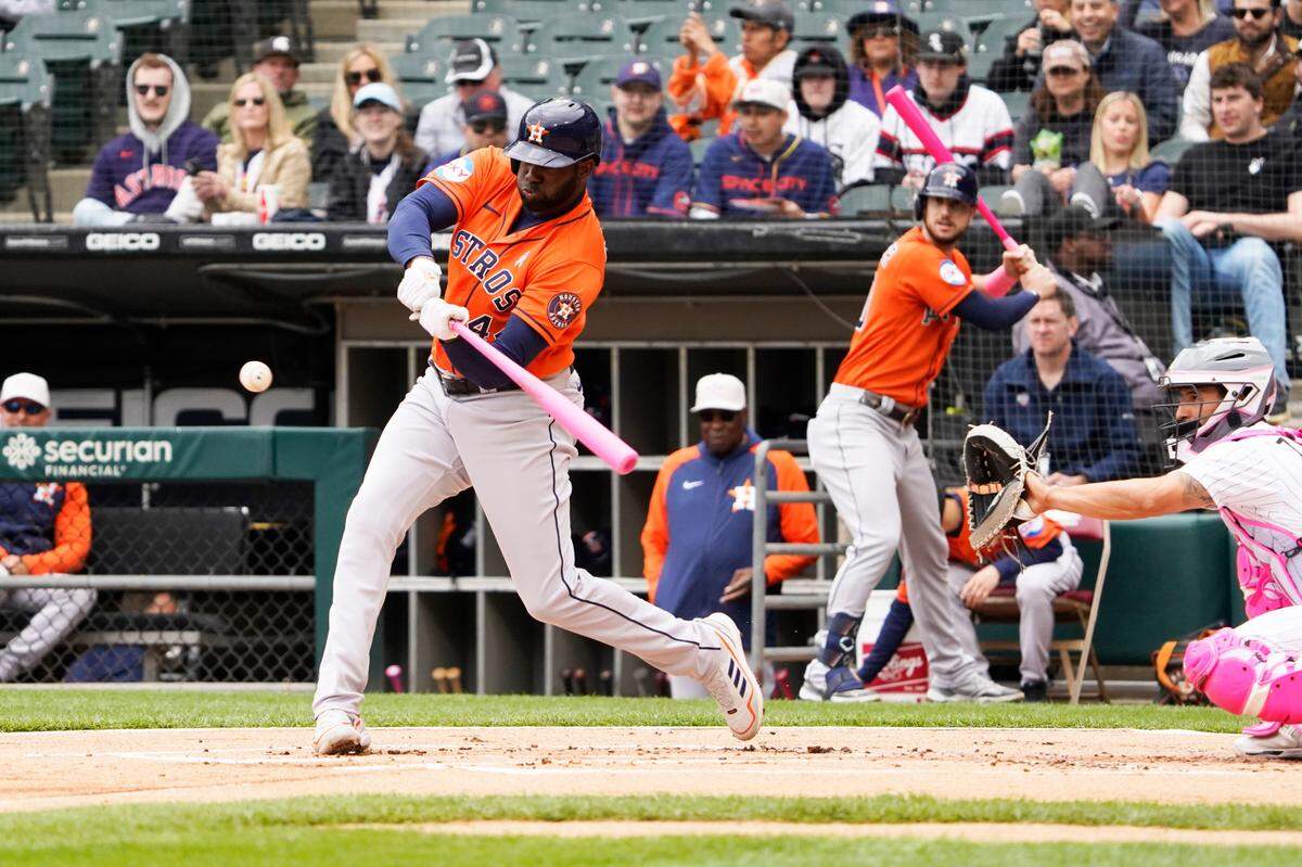 El pelotero de los Astros de Houston Yordan Álvarez es tercero en impulsadas (37), muy cerca de los dos primeros.