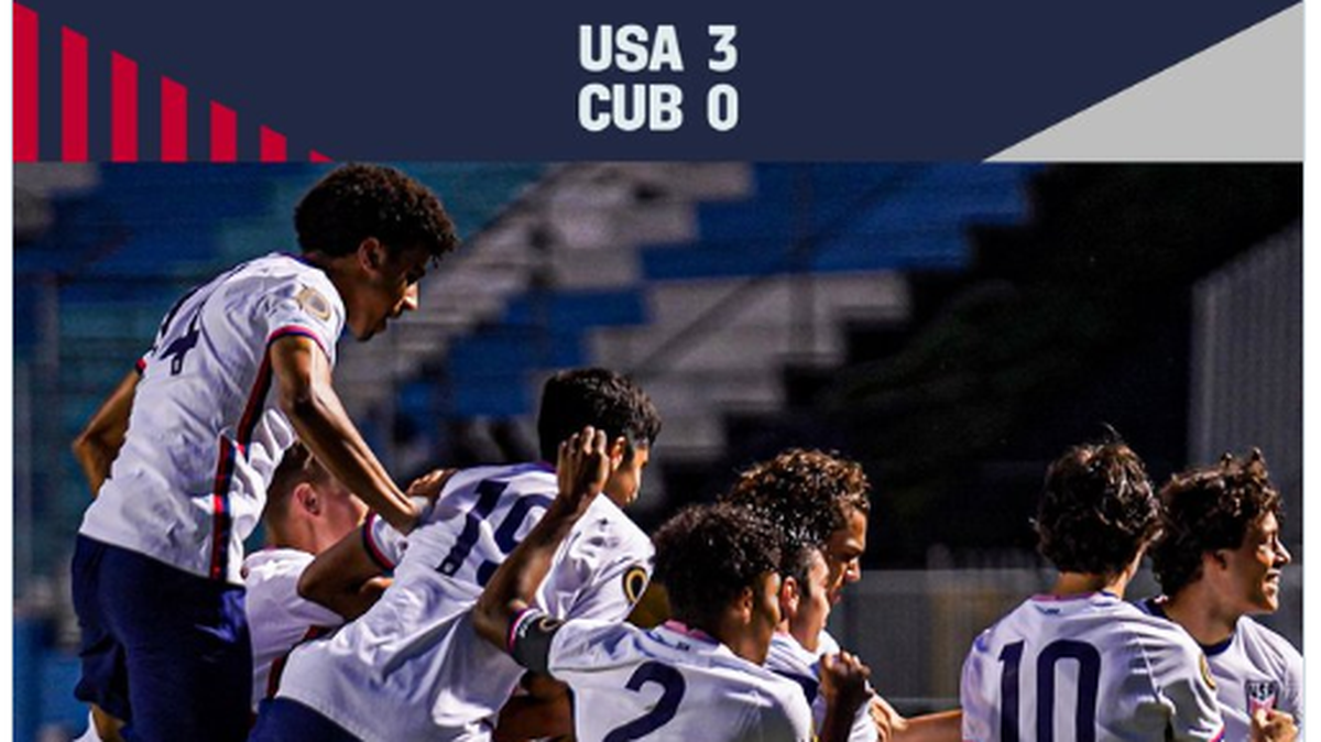 La selección de Estados Unidos se impuso este miércoles 3-0 a Cuba al cierre de la tercera fecha del grupo E del Premundial Sub’20 de la Concacaf y finalizó en el primer lugar.