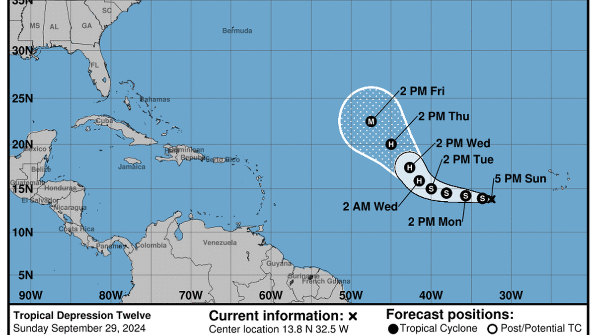 La depresión tropical 12 se formó en el Atlántico y pronostican que se convertiría en un “formidable huracán” de categoría mayor.