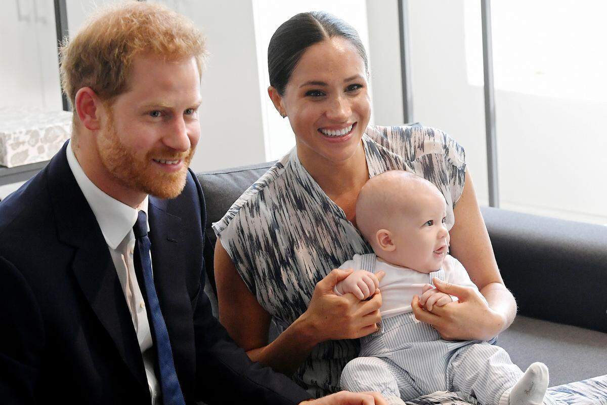 Prince Harry, Duke of Sussex, Meghan, Duchess of Sussex and their baby son Archie Mountbatten-Windsor meet Archbishop Desmond Tutu and his daughter Thandeka Tutu-Gxashe at the Desmond & Leah Tutu Legacy Foundation during their royal tour of South Africa in September, 2019 in Cape Town, South Africa. (Toby Melville/Getty Images/TNS)