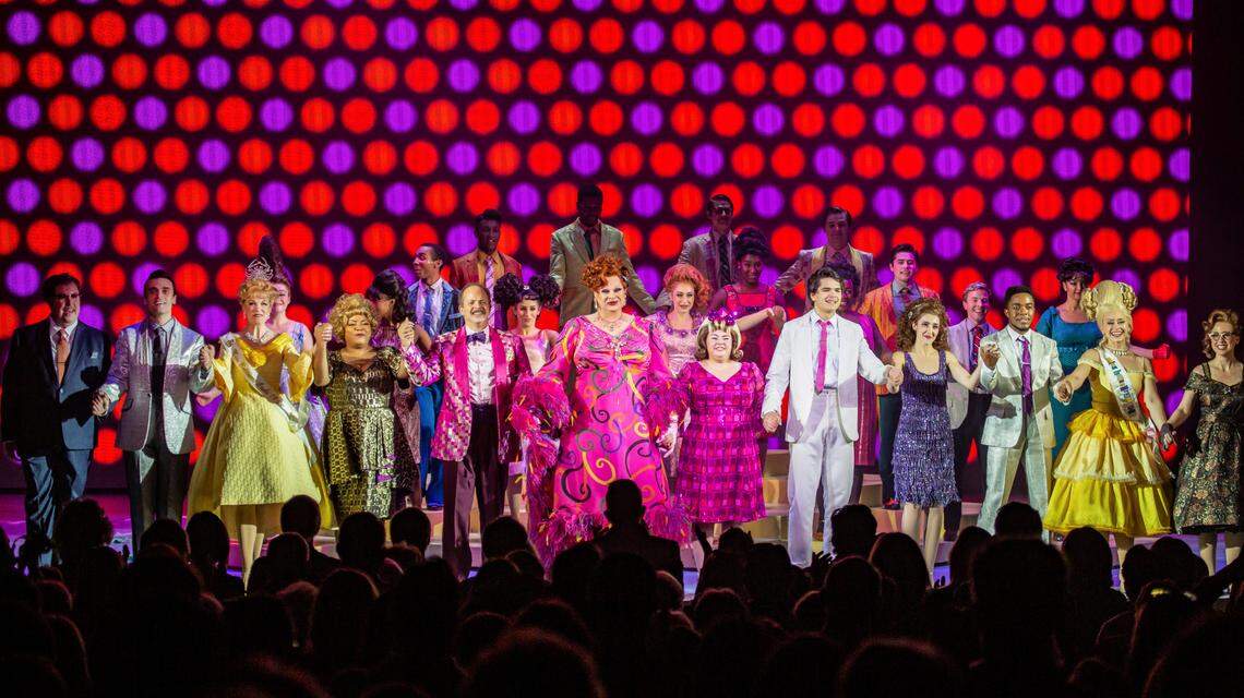 The cast from the musical ‘Hairspray,’ performed at the Adrienne Arsht Center, in December.