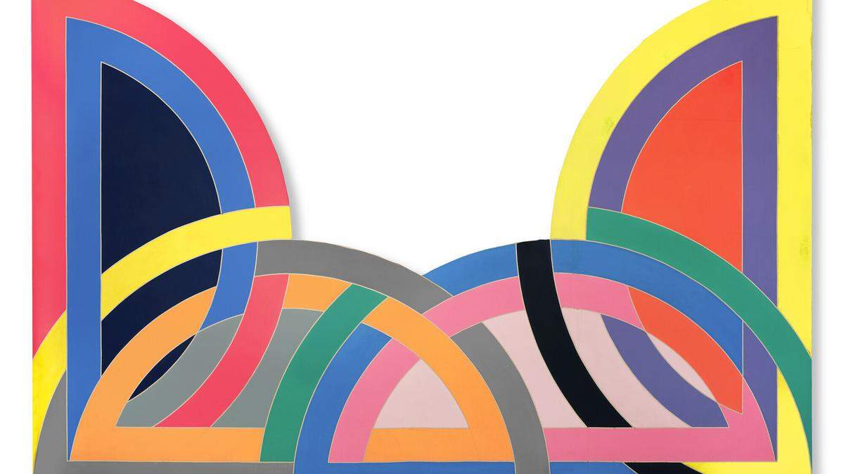 “Hagmatana I”, 1967, de Frank Stella. Acrílico y grafito sobre lienzo, 120 X 180 pulgadas.