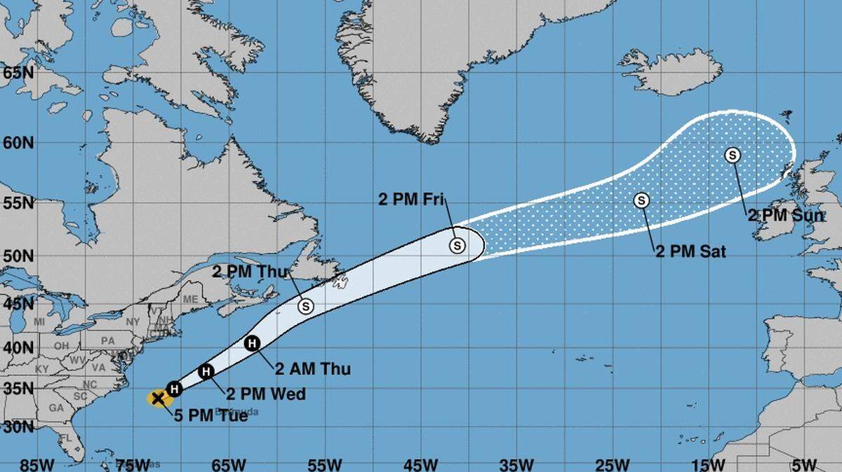 Esta es la trayectoria pronosticada para el huracán Chris en los próximos días, según el Centro Nacional de Huracanes.