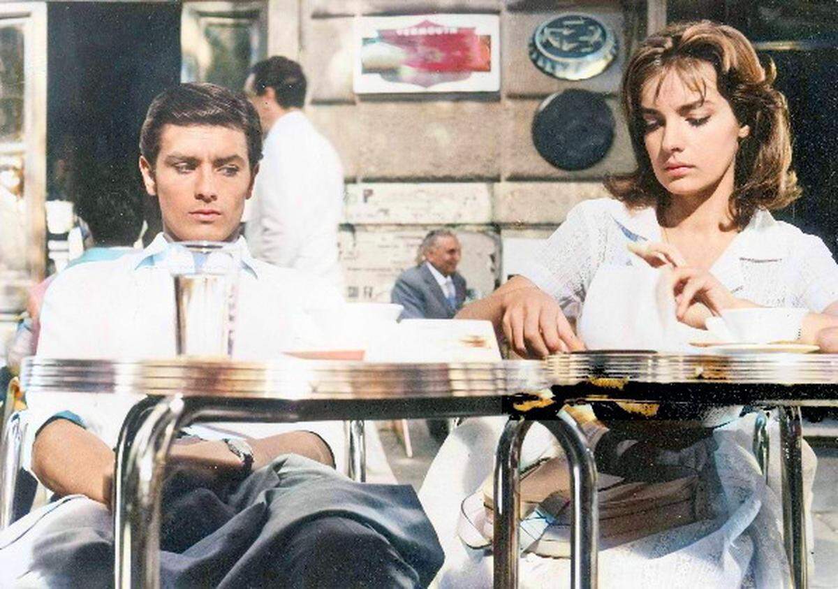 Delon y Marie Laforêt durante el rodaje de 'Purple Noon' (A pleno sol) en Italia, agosto de 1959.