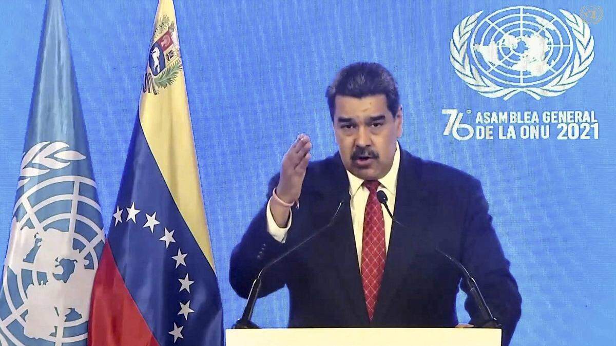 Foto de archivo del gobernante de Venezuela Nicolás Maduro en su discurso en la Asamblea General de la ONU, el 22 de septiembre de 2021 en Nueva York.
