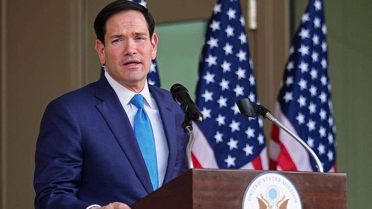 El secretario de Estado de Estados Unidos, Marco Rubio, interviene en la ceremonia de inauguración de un edificio anexo de la embajada estadounidense en Nueva Delhi, el 23 de mayo de 2026. Marco Rubio coincidió con Baghaei al afirmar que se han logrado “algunos avances” en las conversaciones con Irán y sugirió que podría haber novedades próximamente.