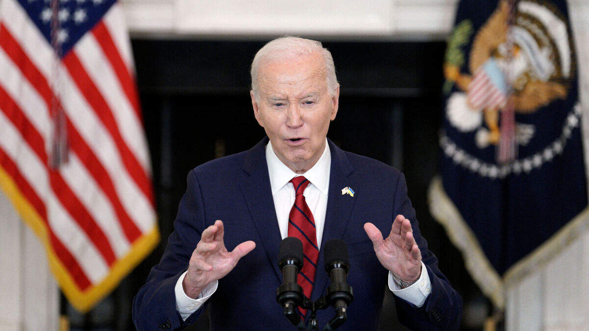 El presidente Joe Biden da un discurso después de firmar la ley de ayuda militar para Ucrania, Israel y Taiwayn, que también incluye ayuda humanitaria para Gaza, en la Casa Blanca, Washington, D.C., el miércoles 24 de abril de 2024.