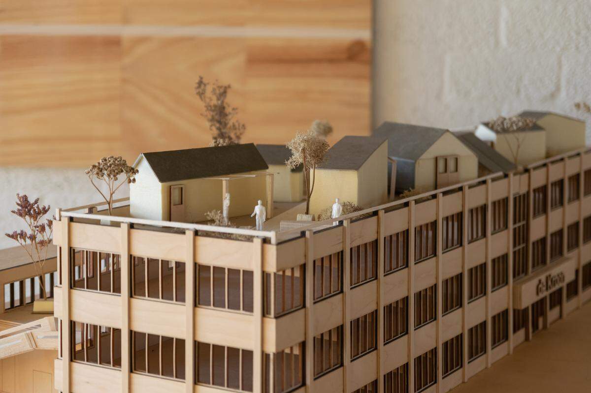 Maqueta del primer vecindario en la azotea en Róterdam (Países Bajos).