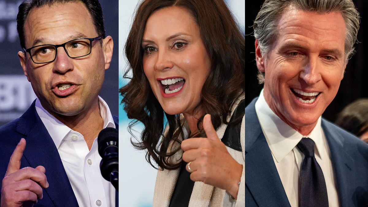 Josh Shapiro, Gretchen Whitmer y Gavin Newsom.

