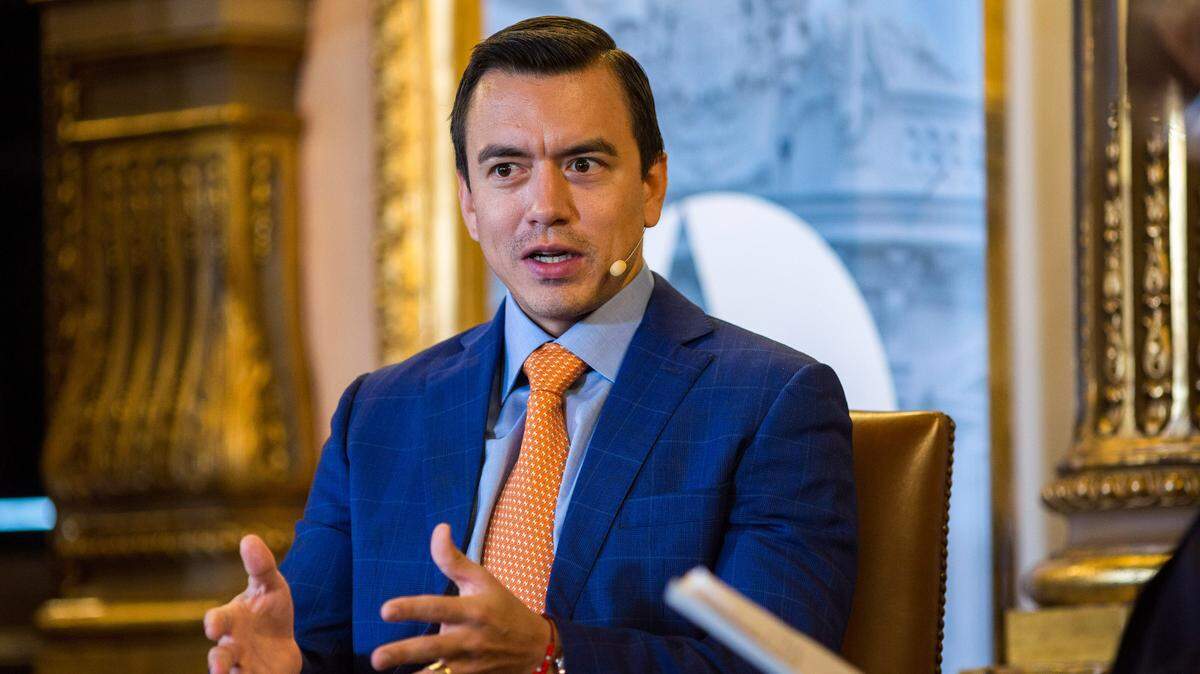 El presidente de Ecuador, Daniel Noboa, es entrevistado durante una visita a Madrid, el 17 de mayo de 2024.