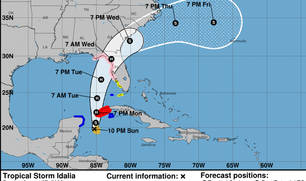 La costa del Golfo de la Florida está bajo vigilancia de huracán y de marejada ciclónica por la tormenta Idalia.&nbsp;