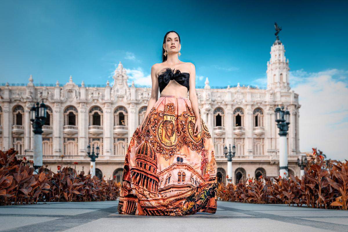 Conjunto ilustrado con el Capitolio, mosaicos y fachadas habaneras.